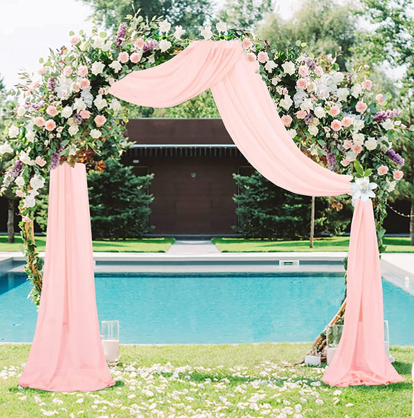 Peach Wedding Arch Drapes 2 Panels 2.4Ftx20Ft Chiffon Fabric Drapery Wedding Arches for Ceremony Sheer Backdrop Drapes for Arbor Ceiling Wedding Decoration (2.4Ftx20Ftx2Pcs, Peach)