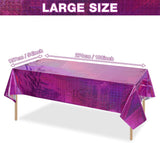 4 Pack Iridescence Plastic Tablecloths Shiny Disposable Laser Rectangle Table Covers Holographic Foil Tablecloth Iridescent Party Decoration Birthday Bridal Wedding Christmas 54" X 108"(Pink & Purple)