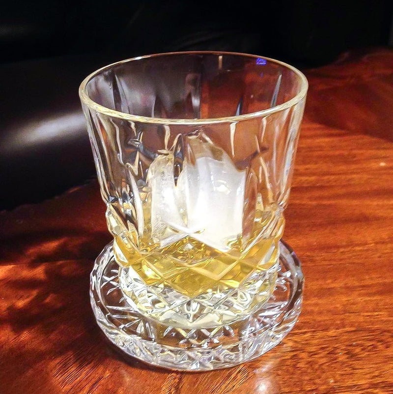 Amazing Crystal Tea Bag Coaster Set (4pc), Sleek Modern Glass Design. Prevents Furniture Damage, Absorbs Spills and Condensation from Drinks, and Sweaty Drinking Glasses.