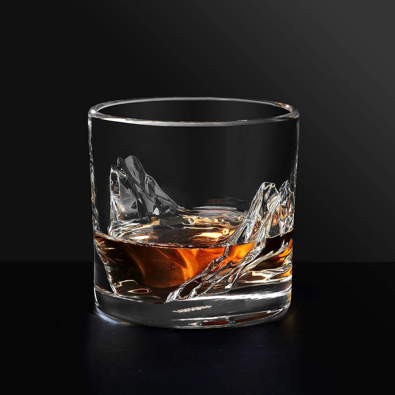 LIITON Grand Canyon Crystal Bourbon Whiskey Glasses Gift Set of 4, Heavy Freezable Old Fashioned Cocktail Glass Tumbler, Premium Luxury Gift for Men, Groomsman, 10 oz