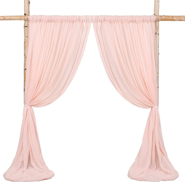 Chiffon Backdrop Curtain - 10x8 Ft - Light Peach - Wedding Decor