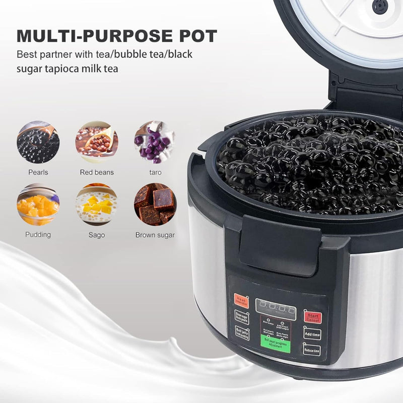 Mvckyi 16L Automatic Non-Stick Pearl Maker Sago Boiling Machine, Fast Heating Tapioca Boba Maker Pearl Cooker, Bubble Tea Cooker Braised Sago Pot for Commercial Restaurant Boba Tea Sago Pearl Milk Tea