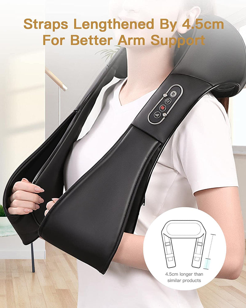 Neck and Back Massager with Soothing Heat, Shiatsu Shoulder Electric Massage 3D Deep Tissue Kneading Massages for Muscle Pain Relief, Best Relax Gifts at Home, Office, Car