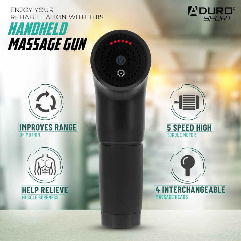 Aduro Percussion Massage Gun Deep Tissue Muscle Massage Gun Handheld, Elite Recovery™ Electric Hand Held Therapy Massager Gun Perfect for Athletes Full Body, Back, Neck, Shoulder Pain Relief (Black)