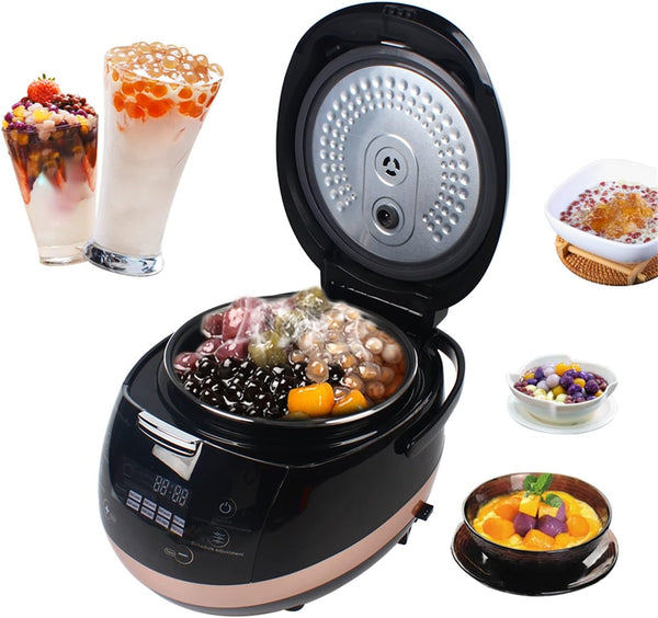 SNKOURIN Commercial Fully Automatic Pearl Pot Pearl Tapioca Cooker Boba Maker Machine 5L for Boba Tea & Bubble Tea & Milk Tea