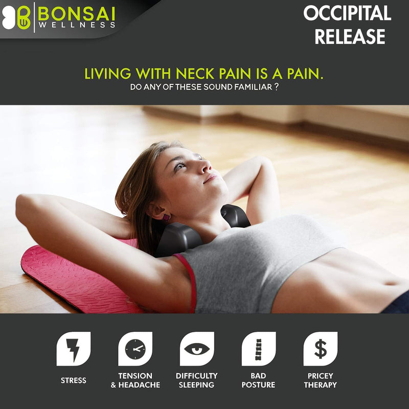 BONSAI WELLNESS Occipital Release Tool - Cervical Traction for Neck and Shoulder Pain Chiropractic Alignment Pivot Device for Trigger Point Therapy Headaches Migraine and Stress (Black)