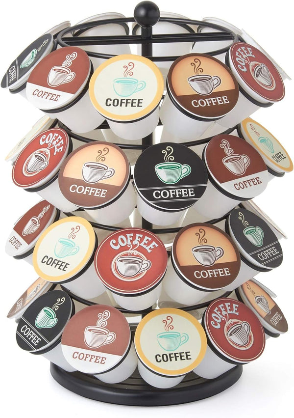 Nifty K Cup Holder – Compatible with K-Cups, Coffee Pod Carousel | 40 K Cup Holder, Spins 360-Degrees, Lazy Susan Platform, Modern Black Design, Home or Office Kitchen Counter Organizer