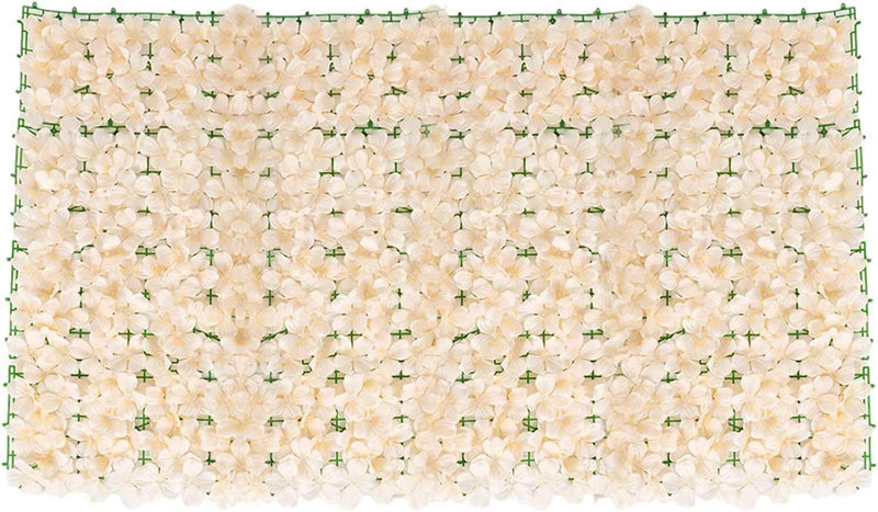 Artificial Flower Wall Panels 118 Vine Privacy Fence Screen Hedge Floral Backdrop for Home Decor and Weddings Champagne