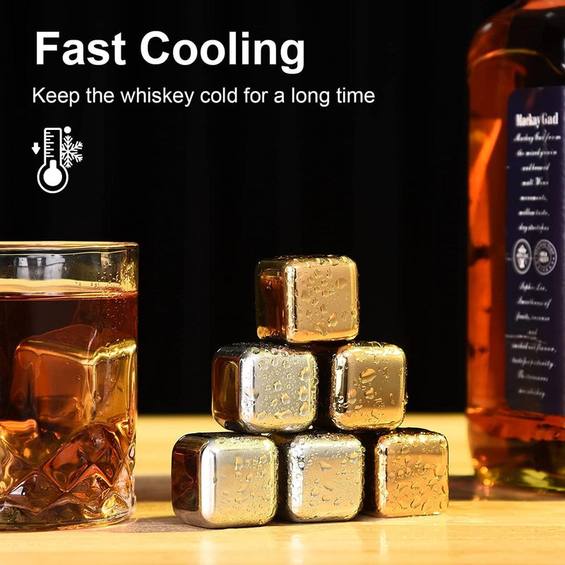 EooCoo Whiskey Stones Set, Gifts for Men, Stocking Stuffers for Men, Whiskey Gifts, Whiskey Ice Cubes, Chilling Ice Cubes Reusable for Whiskey Wine Beverage, Mens Gifts for Christmas, Birthday Gifts