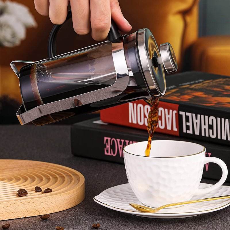 YORSEEK Mini French Press Coffee Tea Maker 1 Cups, 12oz Coffee Press, Perfect for Coffee Lover Gifts Morning Coffee, Single Server Maximum Flavor Coffee Brewer with Stainless Steel Filter, 350ml