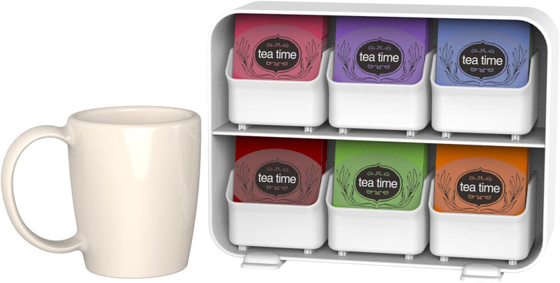 Mind Reader 6 Drawer Tea Bag Holder and Organizer, White