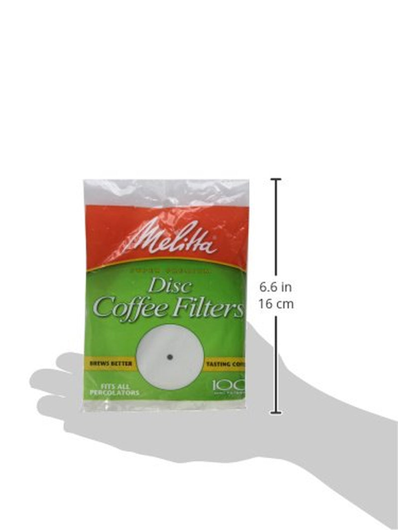 Melitta 3.5 Percolator Disc Coffee Filters, White, 100 Count