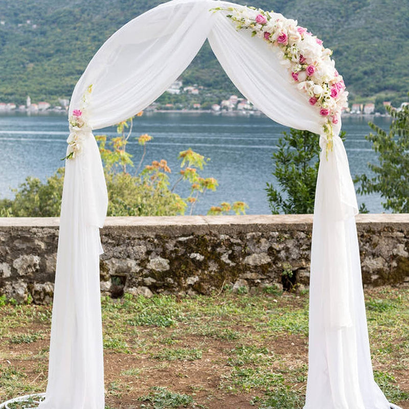 18FT Chiffon Wedding Arch Drapes - White for Ceremony Reception  Party Dcor