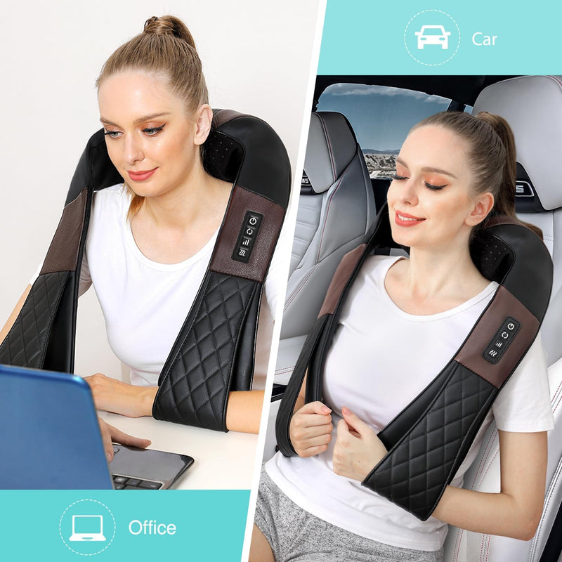 Neck Massager with Heat, Shiatsu Back Neck and Shoulder Massager, Deep Tissue 4D Kneading Massage Relax Muscle Pain Relief, Use at Home, Office, Car- Best Gifts for Women Men Mom Dad