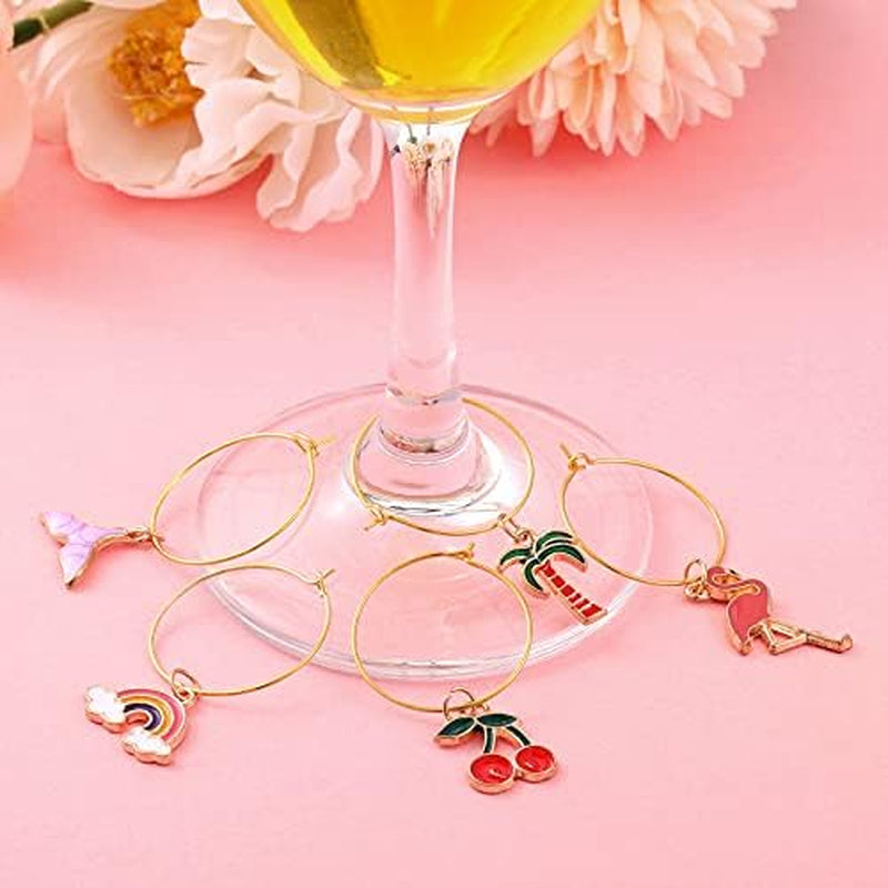 Hicarer Beach Style Wine Glass Charms Markers Tags, Wine Charms for Stem Glasses, Wine Bachelorette Tasting Party Favors Decorations(Beach Style, 60 Pieces)