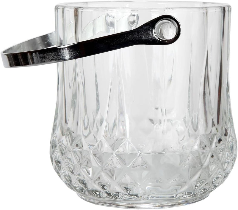 Lily's Home Glass Ice Bucket with Handle and SS Tongs, This Beautiful Piece is Ideal for Entertaining and Every Day Use