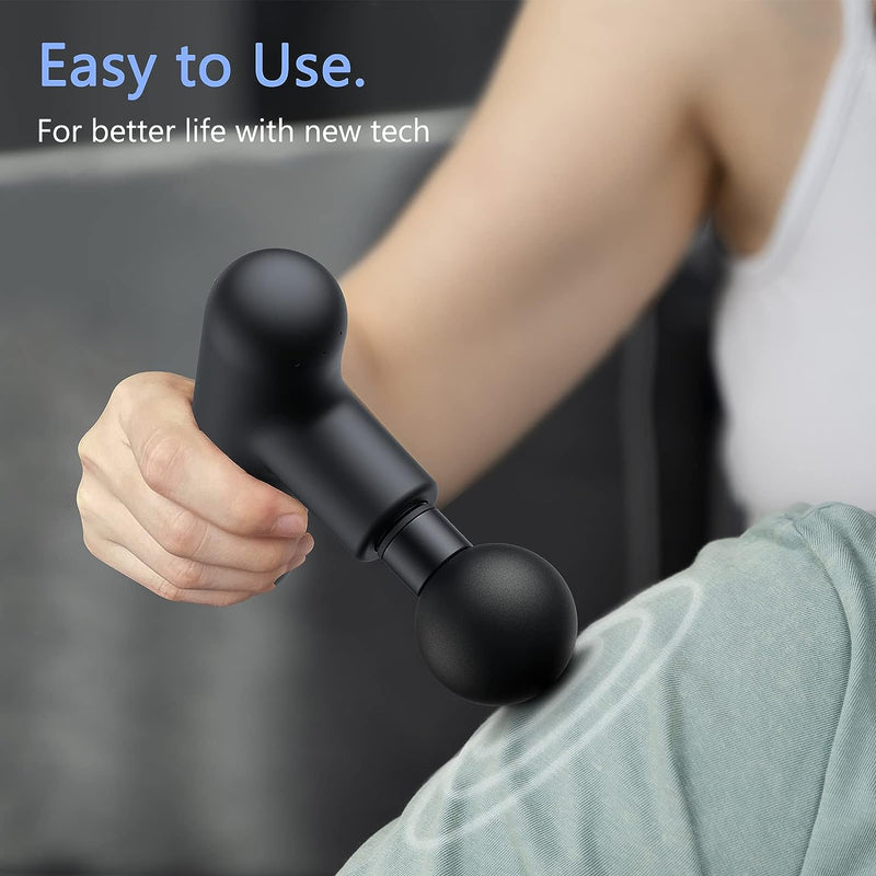 PENJOY Mini Massage Gun - Portable, Powerful Deep Tissue Massager for Neck, Back, Arm, Leg - On The Go, Travel Mini-Size Percussion Massager for Muscle Relaxation and Recovery (Black)