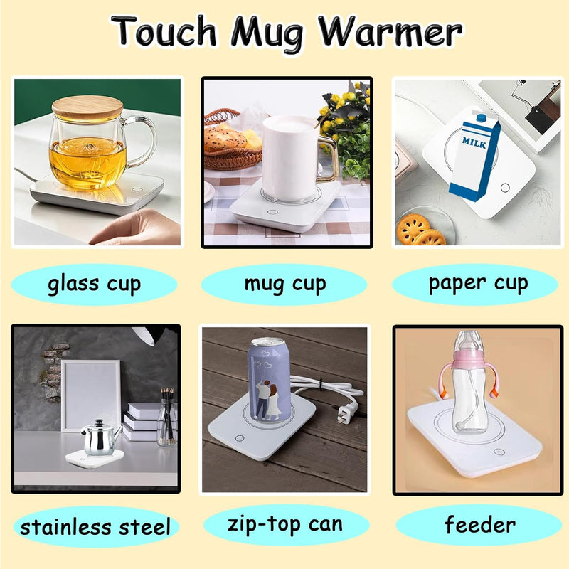 Coffee Mug Warmer,White Mug Warmer for Desk,Coffee Cup Warmer,Smart Mug Warmer for Auto Power Off,Touchscreen Model Coffee Warmer for Desk,Heated Coffee Mug,Adjustable Temperature Mug Warmer