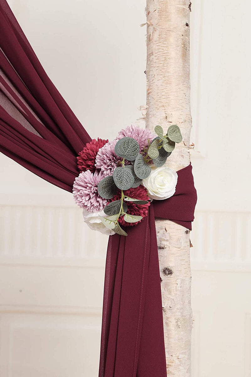 Chiffon Wedding Arch Backdrop Curtain - 2 Panels Burgundy 27 X 216 Inch