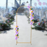 79" Gold Arch Backdrop Stand with Grid, Mesh Arch Stand Floral Balloon Arch Decortion Frame for Party Wedding Ceremony Garden Arbor, Door Shape Metal Grid Arch Event Photo Booth Background Decoration