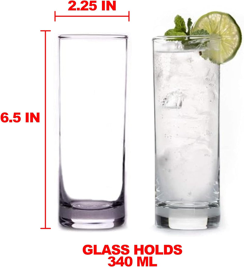 LEMONSODA Premium Highball Glass Set - Elegant Tom Collins Glasses Set of 6 - 12oz Tall Drinking Water Glasses - Bar Glassware for Mojito, Whiskey, Cocktail