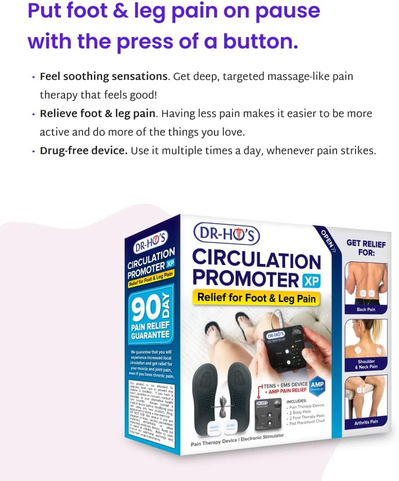 Dr Ho's Circulation Promoter XP Deluxe Package - TENS Machine, EMS and AMP with 2 Year Warranty - Increases Circulation and Alleviates Feet and Leg Pain