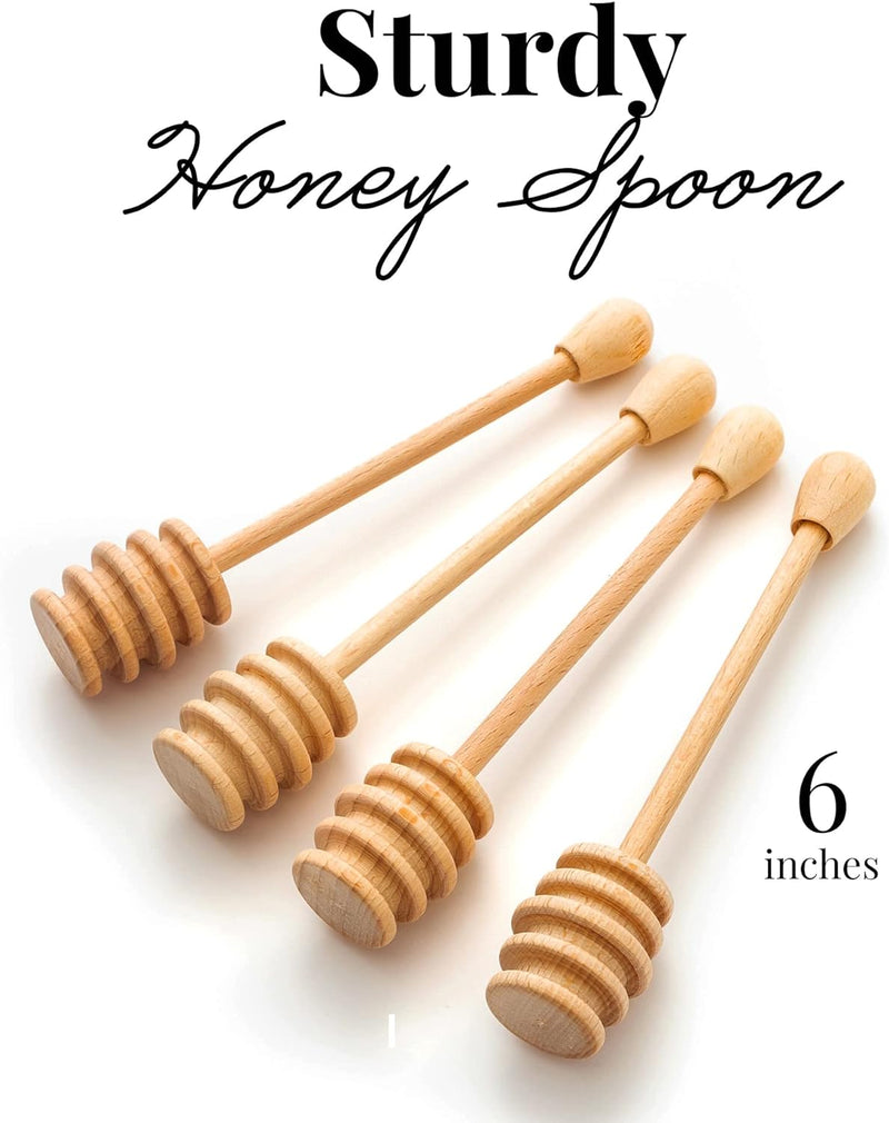 tuuli kitchen – Wooden Honey Dipper, Set of 4 Beechwood Stir Sticks for Syrups, Melted Chocolate and More, Honey Stirrers for Tea, Wooden Sticks for Crafts and Props, 6 inches