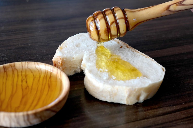 TOI Design Naturally Olive Wood Honey Dipper/Drizzlier, Wood Honey Stick, Honey Spoon