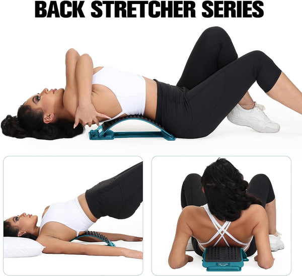 Refresh Back Stretcher Board,Three Level Back Streching Device for Lower/Mid/Upper Relieve Back Muscle Tightness,Spine Board Back Cracker, Lumbar Support Massager