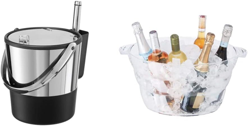 Oggi Insulated Ice Bucket, 4 Quart / 3.8 L, Stainless Steel, Black