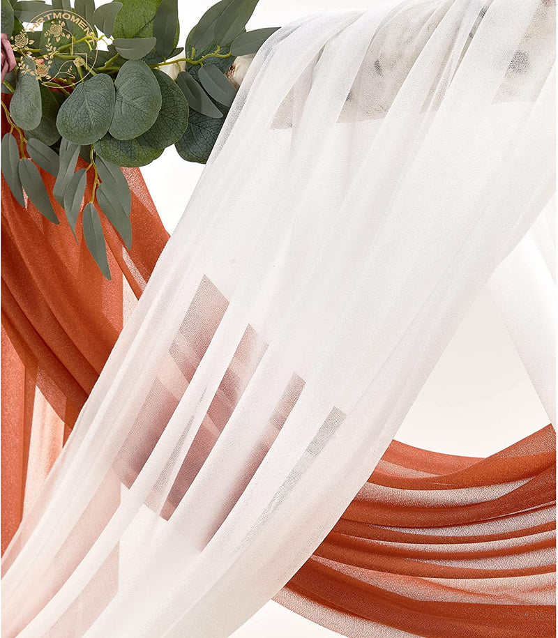 Artificial Wedding Arch Flowers Kit Set of 4 with Fall Terracotta Swag and Drape - Ceremony and Reception Backdrop Decoration