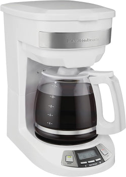 Hamilton Beach 12 Cup Programmable Drip Coffee Maker with 3 Brew Options, Glass Carafe, Auto Pause and Pour, Black with Stainless Accents (46299)