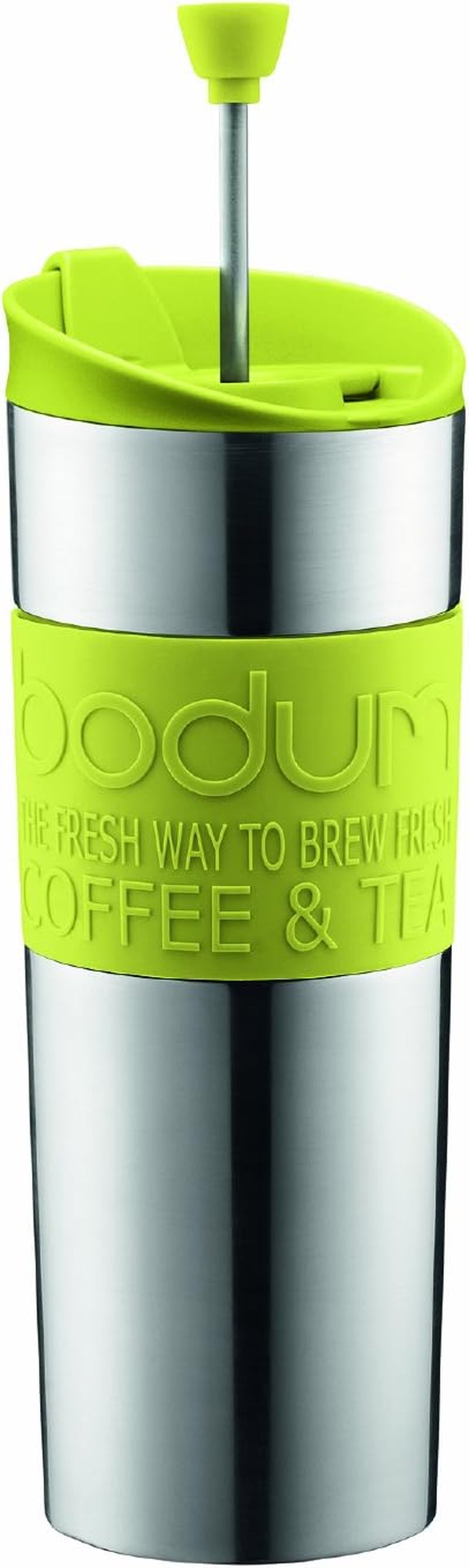 Bodum Travel Press, Stainless Steel Travel Coffee and Tea Press, 15 Ounce, .45 Liter, Black,1 Count (Pack of 1)