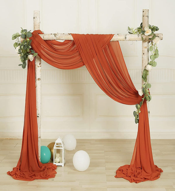 Premium Chiffon Wedding Arch Drapes - Burnt Orange Swag Decoration 27 x 216