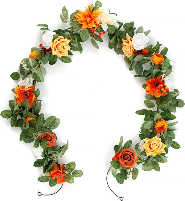 Terracotta Floral Garland - Artificial Flower Decoration for Wedding Centerpieces Fireplace Mantle Fall Tables 49FT