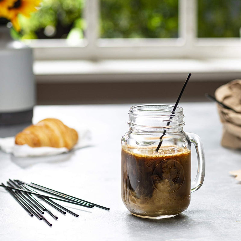 Comfy Package, Plastic Sip Stirrers/Straws - Disposable Stir Sticks for Coffee & Cocktail - Black [1000 Count - 7 Inch]