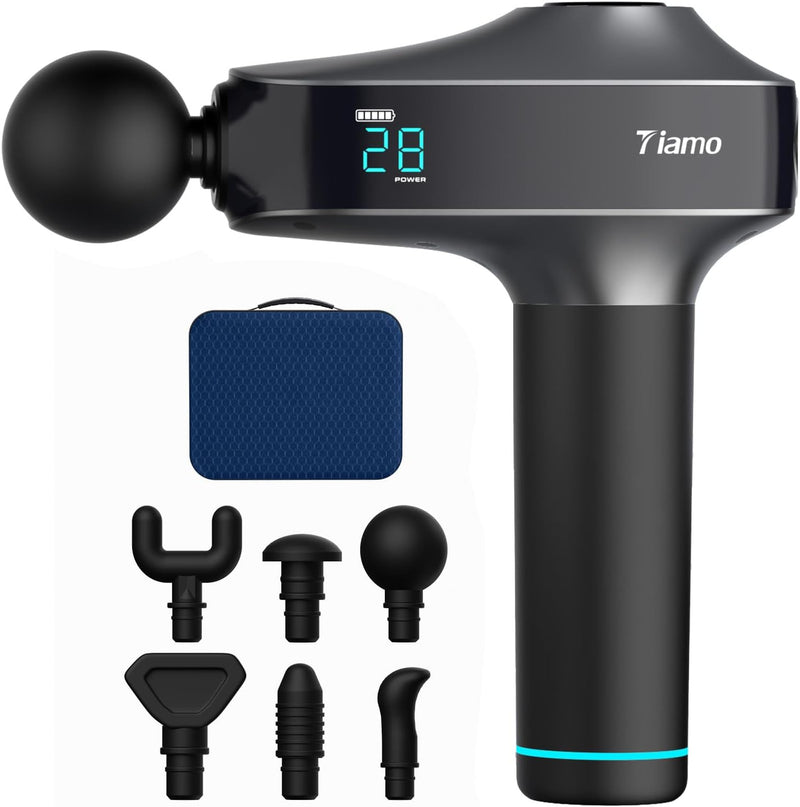 Tiamo Massage Gun, Massage Gun deep Tissue, Massage Gun for Exercising Pain Relief 99 Speeds with 8 Heads, Electric Back Massagers for Pain Relief