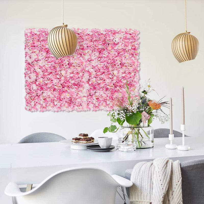 3D Silk Flower Wall Panel Set - 2 Pack Pink