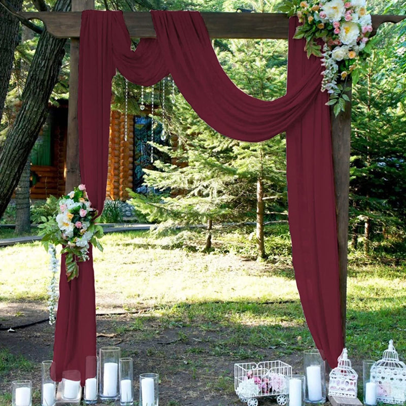 Burgundy Wedding Arch Draping Fabric - 18FT Chiffon Drapes for Backdrop