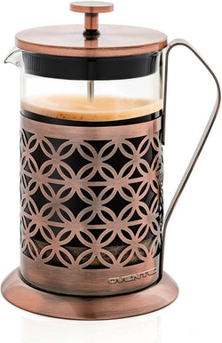 OVENTE 34 Ounce French Press Coffee & Tea Maker, 4 Filter Stainless Steel Filter Plunger System & Durable Borosilicate Heat Resistant Glass with Free Scoop, Perfect for Hot & Cold Brew, Copper FSF34C