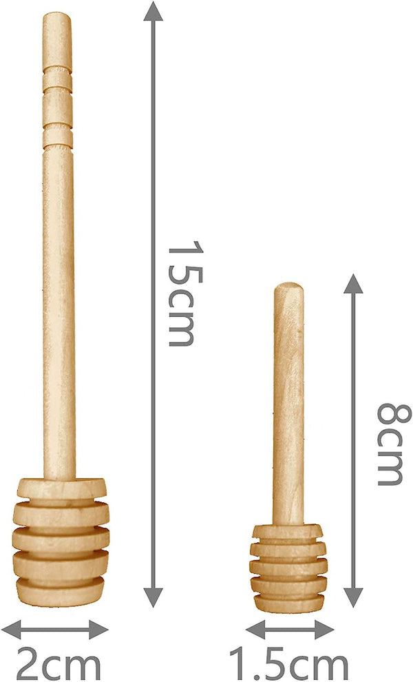 2 Pack Wooden Honey Dipper Mini Honey Dipper Sticks Honey Dippers Jam Muddler Syrup Stirrer for Honey Jar Dispense Drizzle Honey (2 Size)