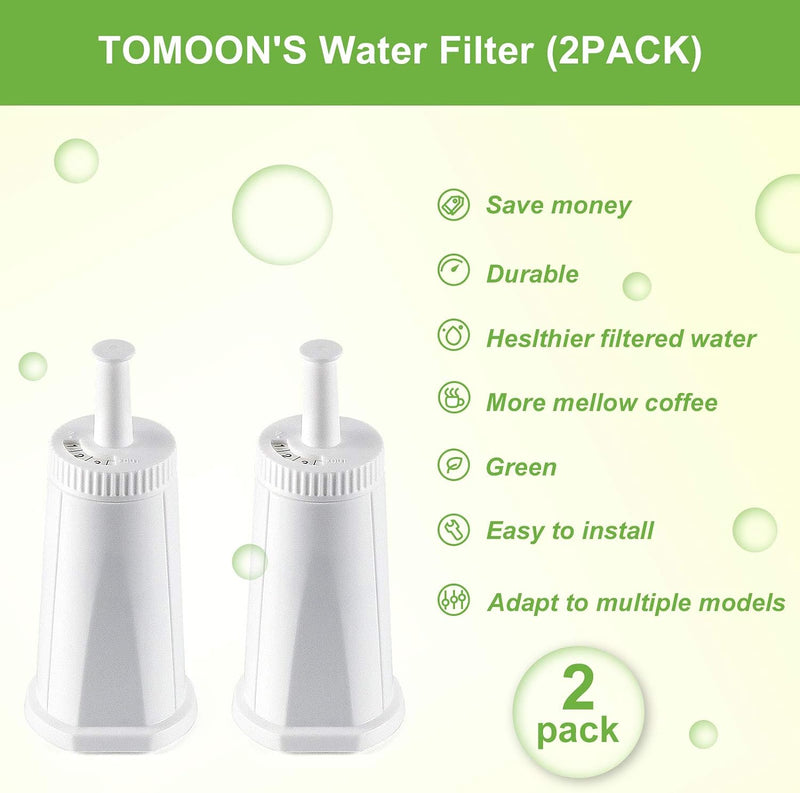 2 Pack Breville Bes880 Water Filter Replacement-Compatible with Breville Sage Oracle Touch, Barista, Claro Swiss, BES878, Bes920, Bes008 Espresso Coffee Machine,Replaces Part #BES008WHT0NUC1