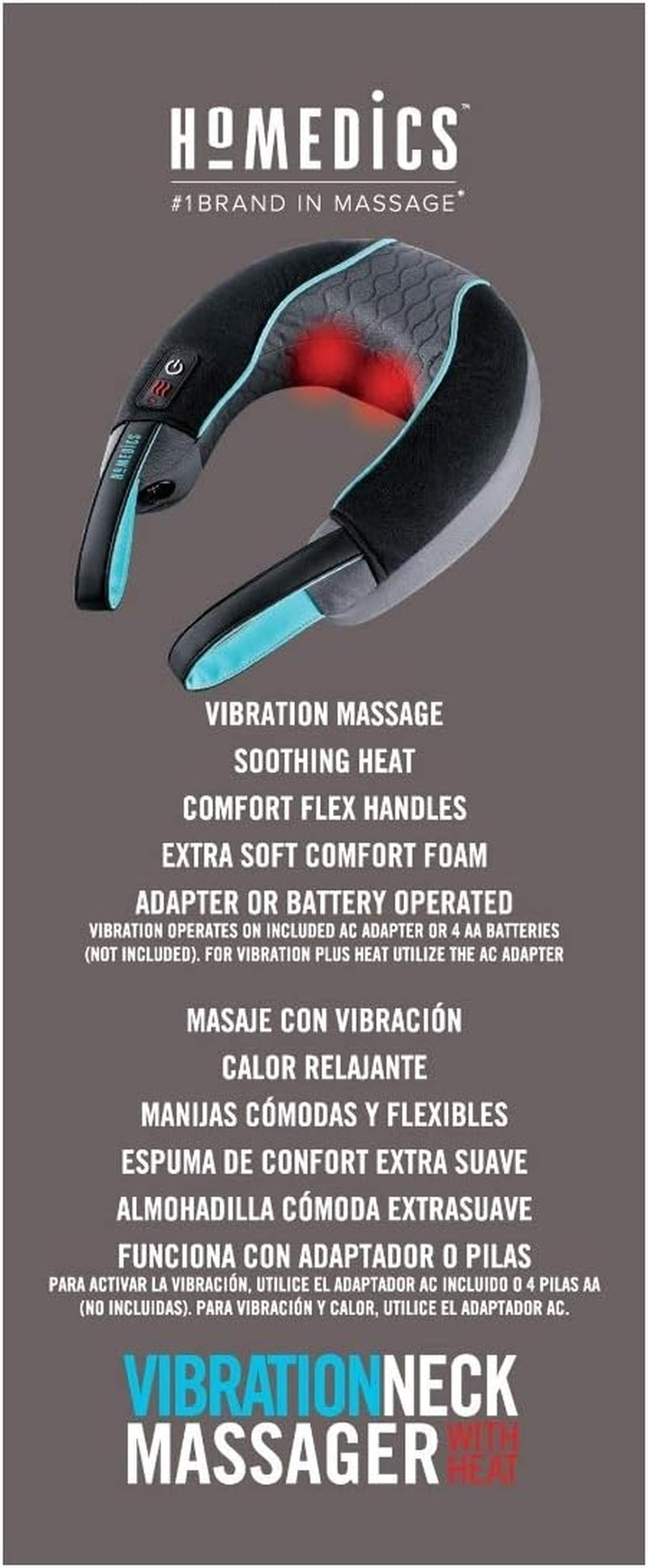 Homedics Neck Massager with Vibration and Comfort Foam with Heat