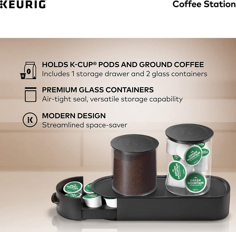 Keurig K-Duo Coffee Maker, Single Serve K-Cup Pod and 12 Cup Carafe Brewer, with Keurig Station K-Cup Pod & Ground Coffee Storage Unit, Black