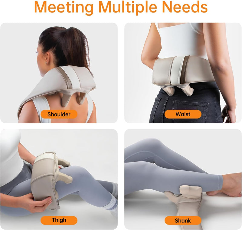 Mebak N1 Neck Massager with Heat, Shiatsu Neck and Shoulder Massager for Pain Relief Deep Tissue, Portable Kneading Massage Pillow