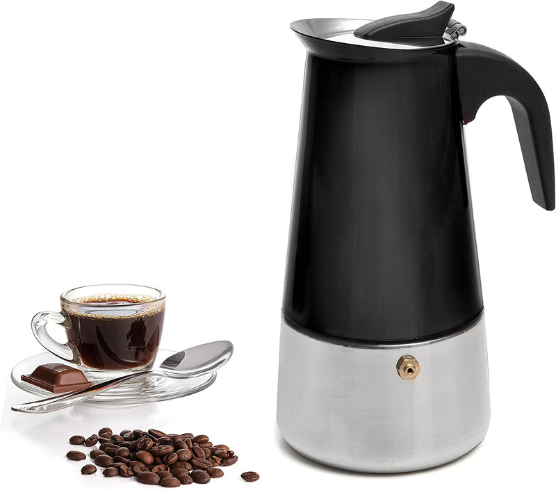 Mixpresso 9 Cup Coffee Maker Stovetop Espresso Coffee Maker, Moka Coffee Pot with Coffee Percolator Design, Stainless Steel stovetop espresso maker, Italian Coffee Maker, Red Coffee Maker