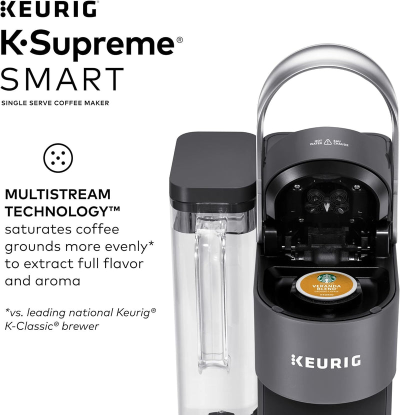 Keurig K-Supreme SMART Coffee Maker, MultiStream Technology, Brews 6-12oz Cup Sizes, Gray