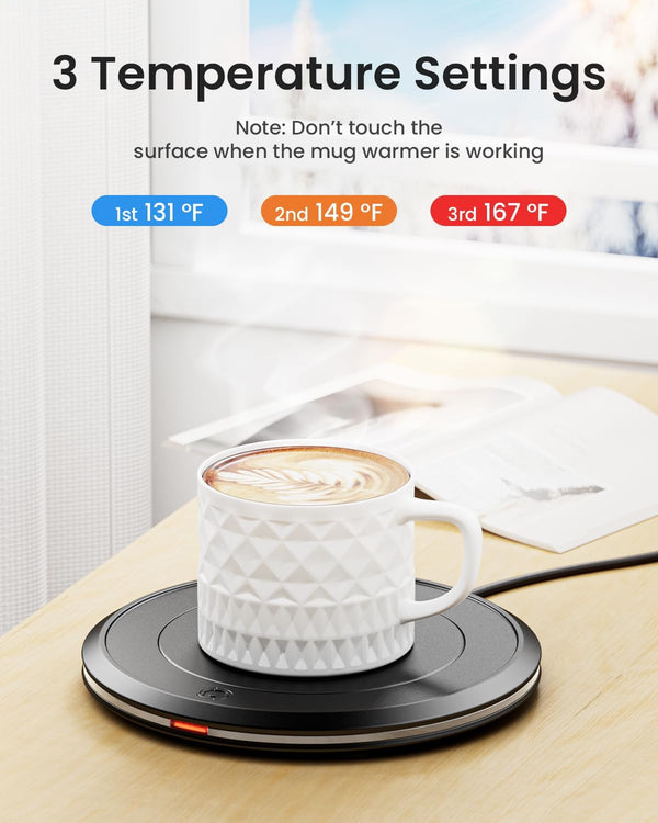 GAIATOP Coffee Mug Warmer for Desk, Candle Warmer Plate with 3 Temperature Settings, Electric Coffee Warmer Auto Shut Off After 8 Hours, Coffee Cup Warmer for Heating Coffee, Milk, Tea (Black)