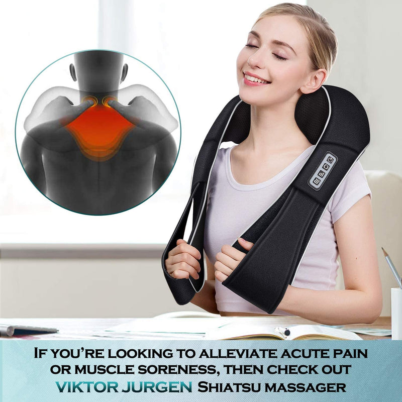 VIKTOR JURGEN Shiatsu Neck and Back Massager with Heat Deep Tissue Kneading Sports Recovery Massagers for Neck, Back, Shoulders, Foot, Relaxation Gifts for Him,Her,Women,Men