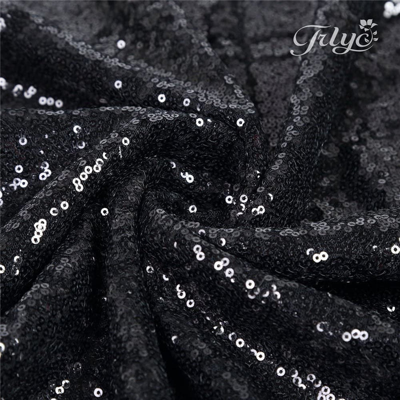 TRLYC Sequin Tablecloth for Christmas  Valentines Day - 90 inch Round Black